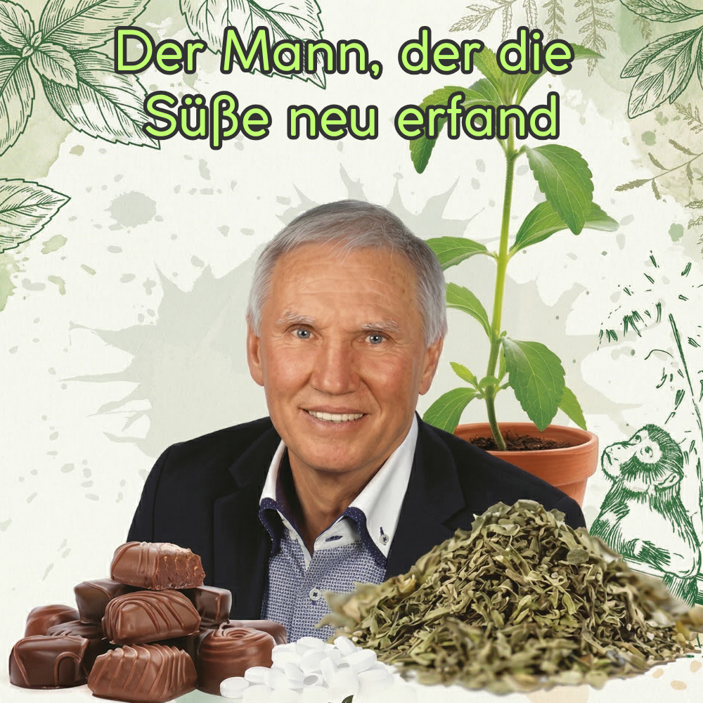 Franz Reisenberger, Stevia-Pionier und Gründer von NatuSweet, mit Stevia-Pflanze