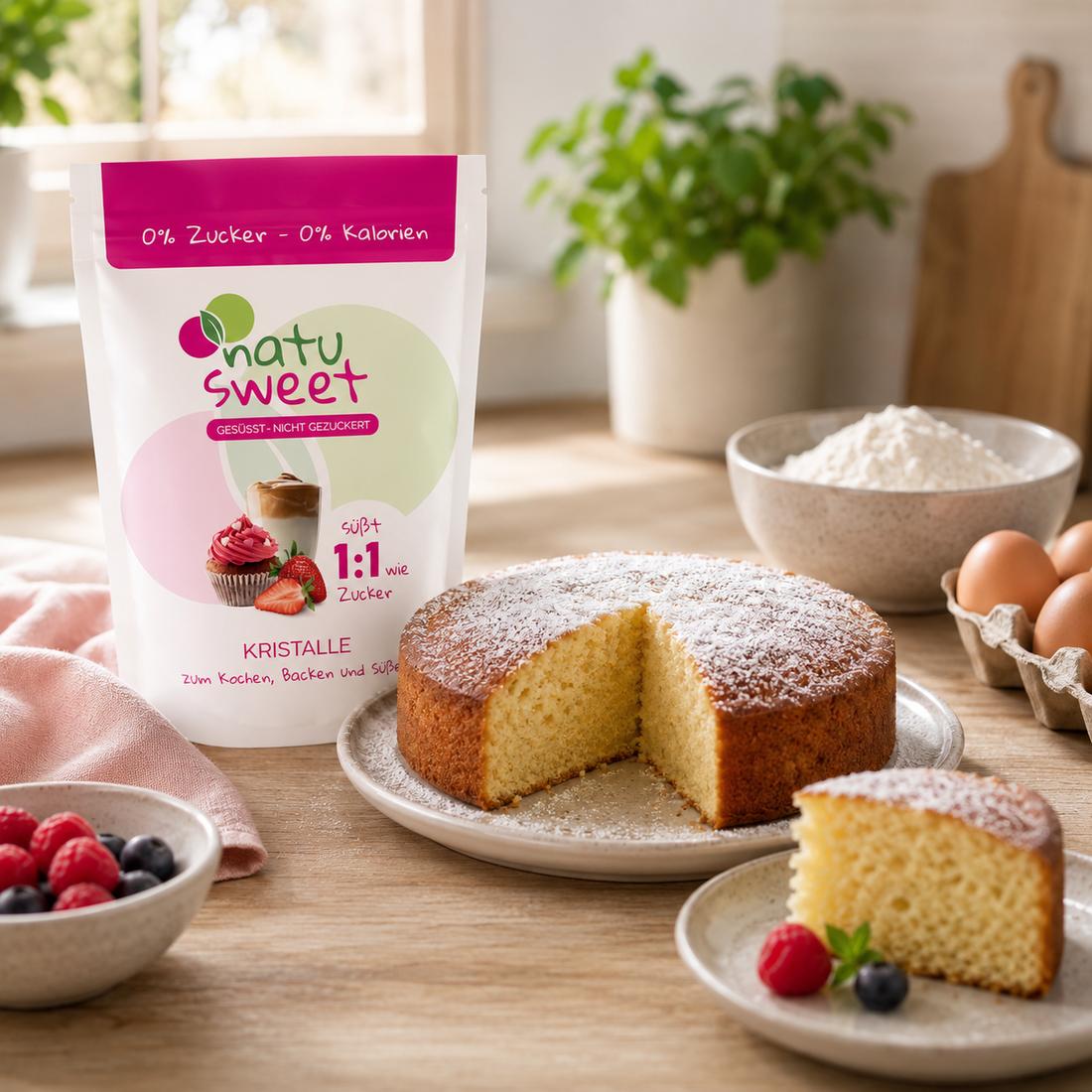 Einfacher Kuchen ohne Zucker mit NatuSweet 1:1 – Grundrezept