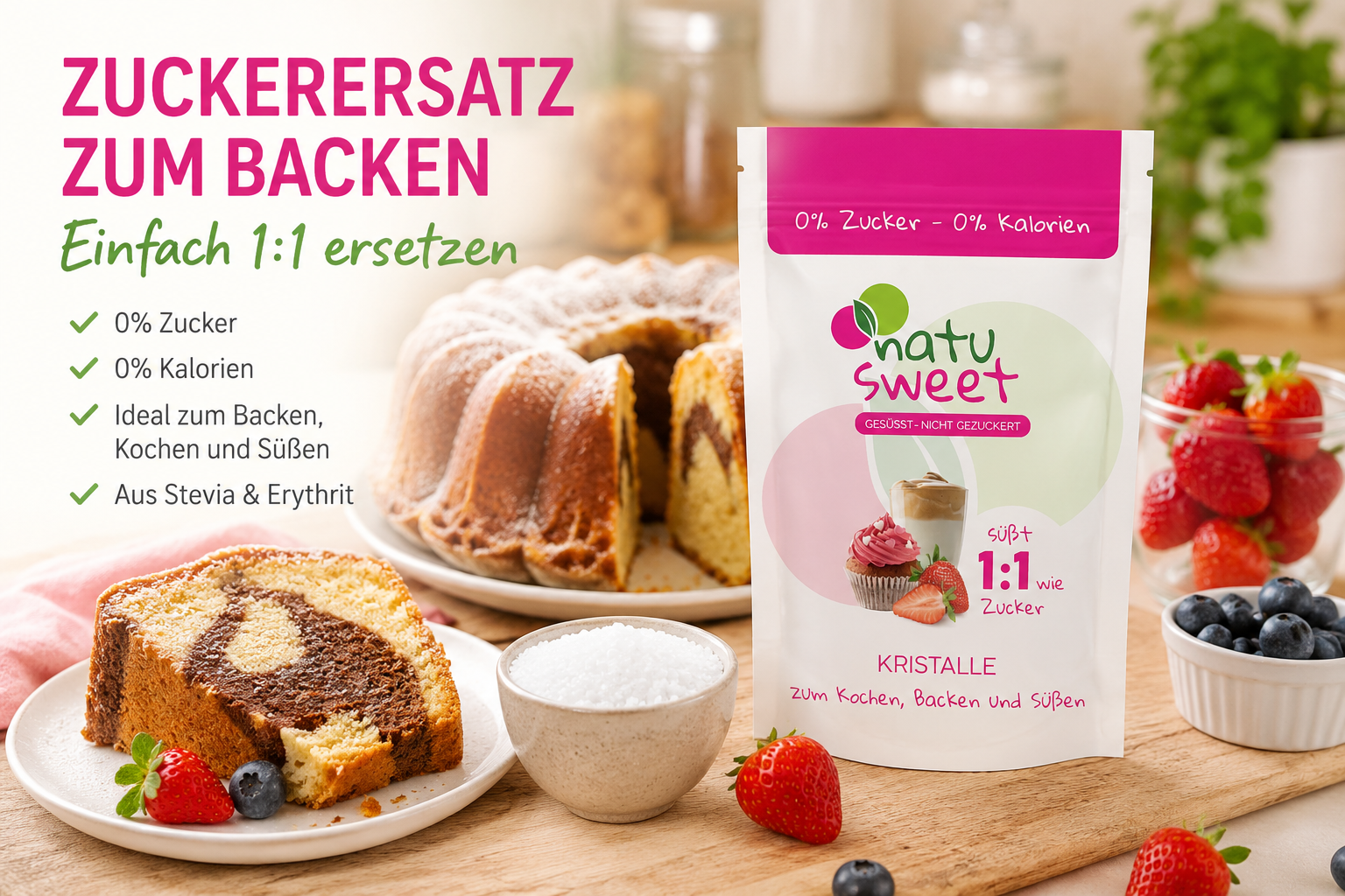 Zuckerersatz zum Backen: Zucker 1:1 ersetzen