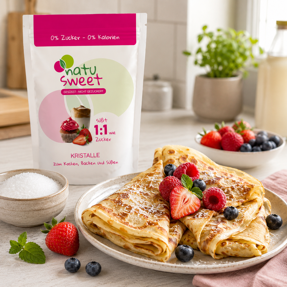 Palatschinken ohne Zucker mit NatuSweet – einfaches Rezept