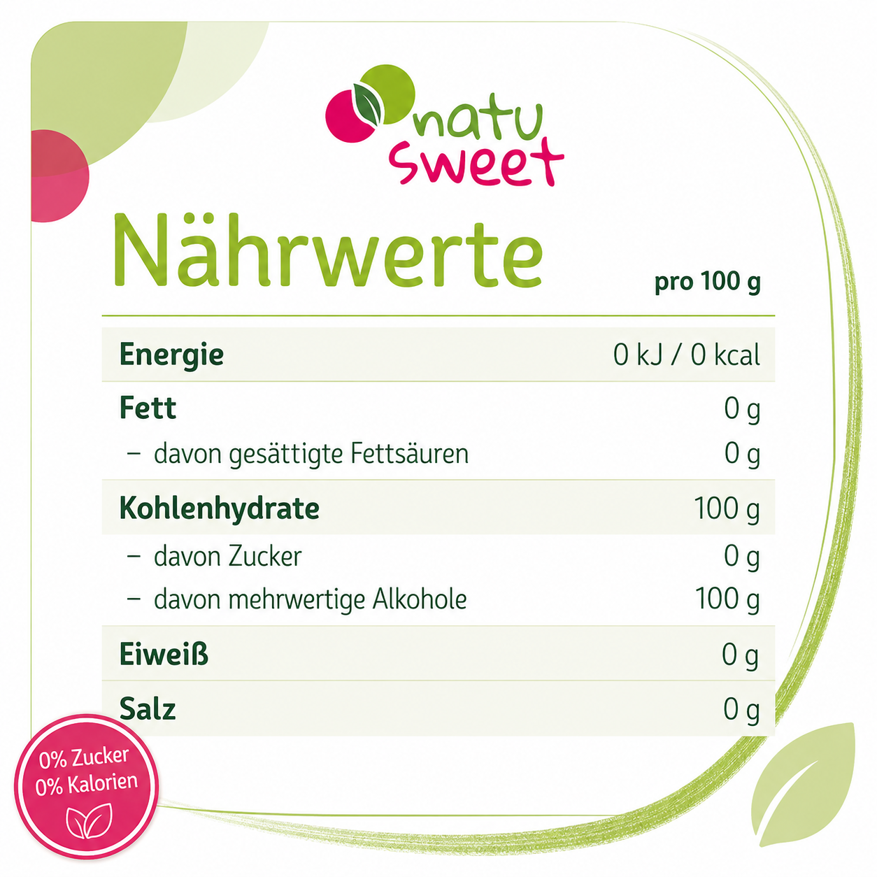 Natusweet Stevia Kristalle 10:1 Süße 250g