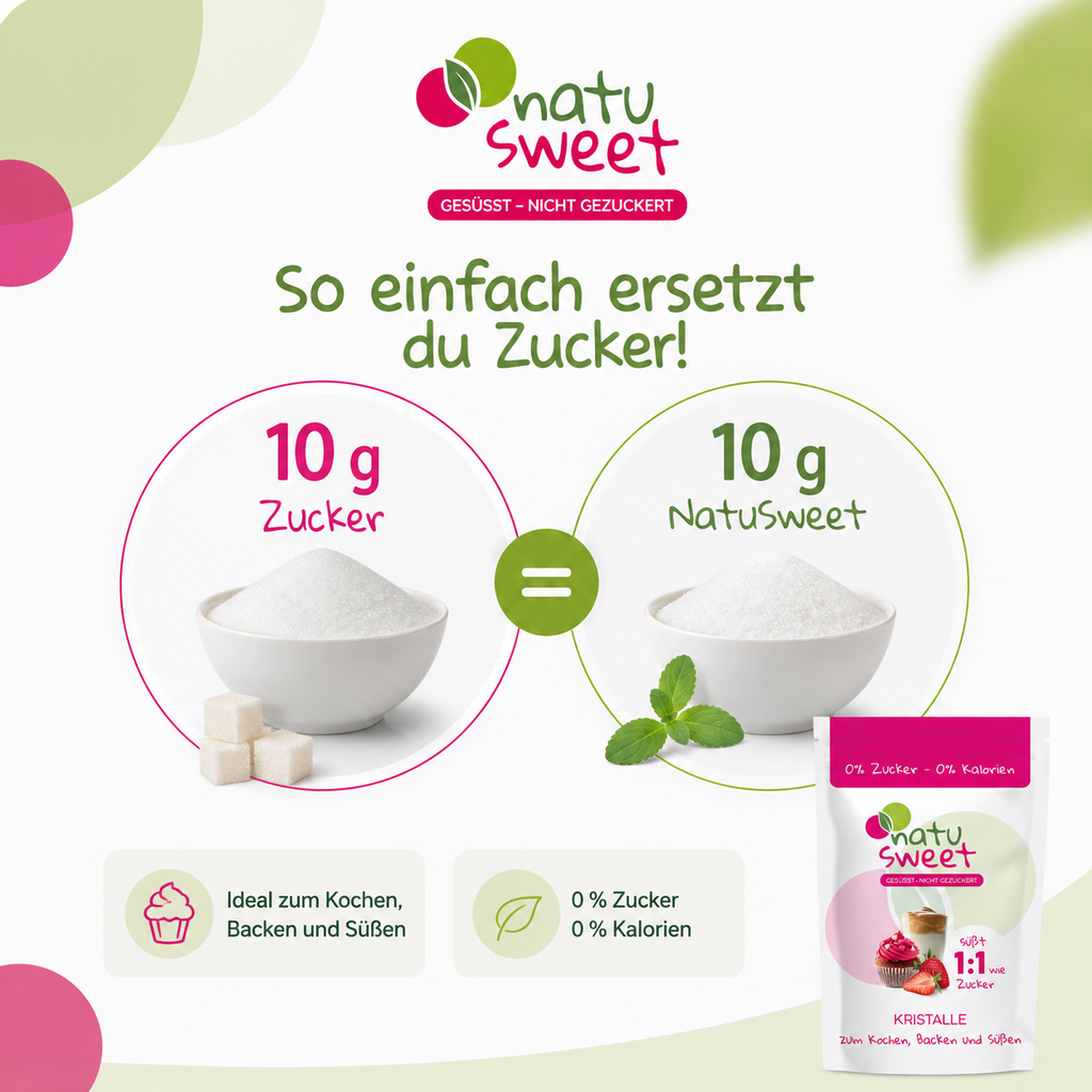 Natusweet Stevia Kristalle 1:1 Süße 400g